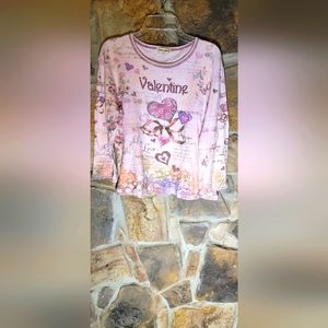 Studio gem pink long sleeve Valentine top